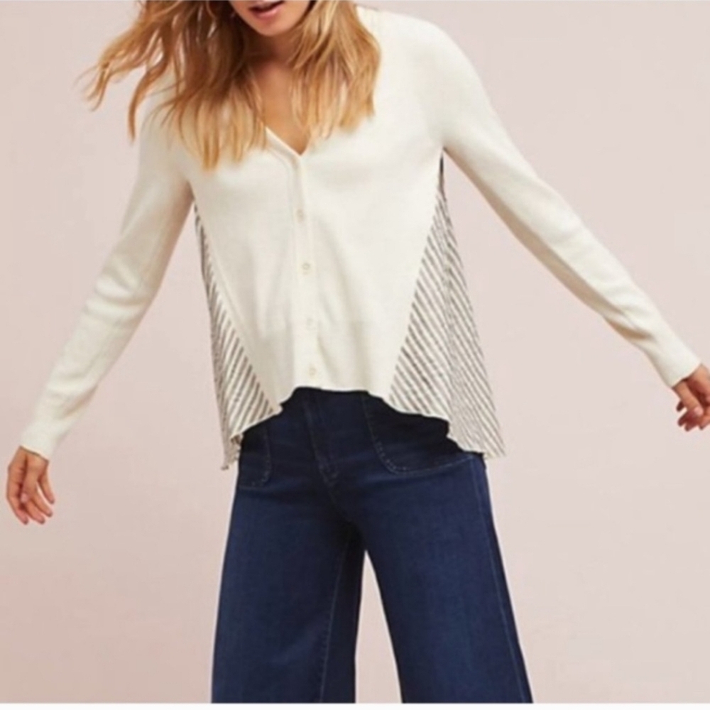 Anthropologie Moth Striped Back Swing Cardigan Size S
